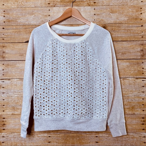 Halogen Sweater Cream Eyelet Floral Design Size XS - Picture 2 of 6